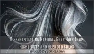 differentiating natural grey hair from highlights and blended color