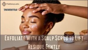exfoliate with a scalp scrub to lift residue gently