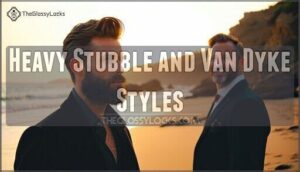 heavy stubble and van dyke styles