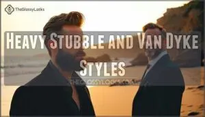 heavy stubble and van dyke styles