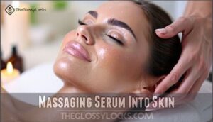 massaging serum into skin