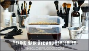 mixing hair dye and developer
