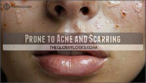 prone to acne and scarring