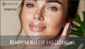 removing makeup and cleansing