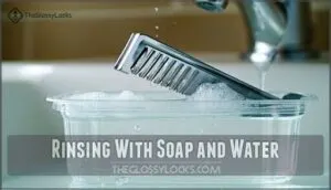 rinsing with soap and water