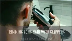 trimming long hair with clippers