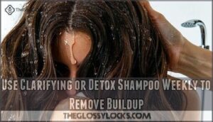 use clarifying or detox shampoo weekly to remove buildup