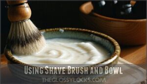 using shave brush and bowl