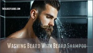 washing beard with beard shampoo