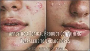 applying a topical product containing adapalene to unclog pores