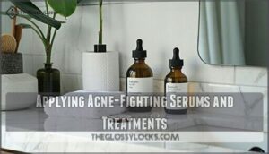 applying acne-fighting serums and treatments