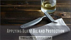 applying blade oil and protection