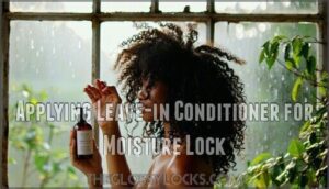 applying leave-in conditioner for moisture lock