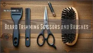 beard trimming scissors and brushes