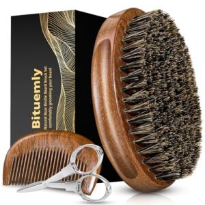 Bituemly Beard Brush, Natural Boar B0CZ6T84CG