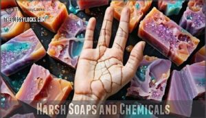 harsh soaps and chemicals
