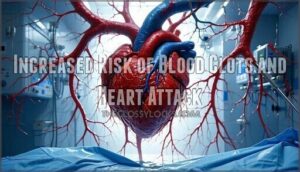 increased risk of blood clots and heart attack