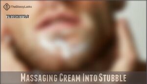 massaging cream into stubble