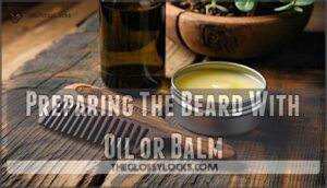 preparing the beard with oil or balm
