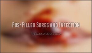 pus-filled sores and infection