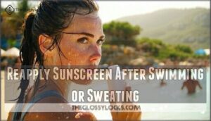 reapply sunscreen after swimming or sweating
