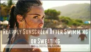 reapply sunscreen after swimming or sweating