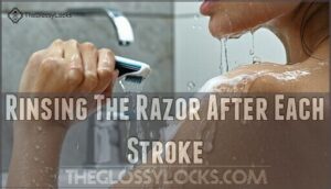 rinsing the razor after each stroke