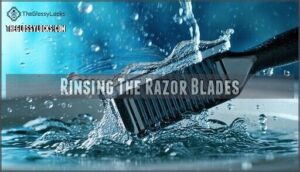rinsing the razor blades