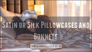 satin or silk pillowcases and bonnets