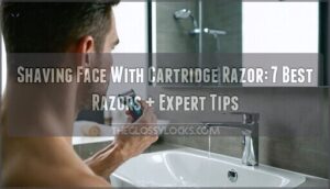 shaving face with cartridge razor