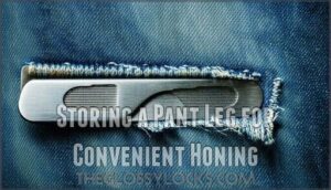 storing a pant leg for convenient honing