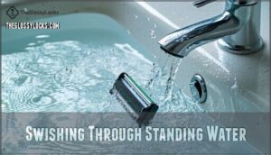 swishing through standing water