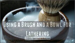 using a brush and a bowl for lathering