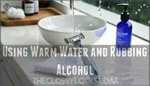 using warm water and rubbing alcohol
