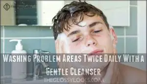 washing problem areas twice daily with a gentle cleanser