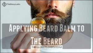 applying beard balm to the beard