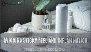 avoiding sticky feel and inflammation