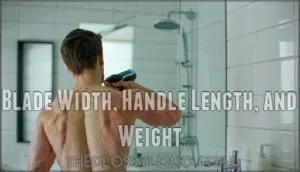 blade width, handle length, and weight