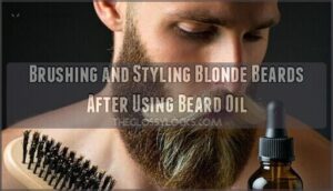 brushing and styling blonde beards after using beard oil