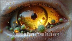clogged pores and bacteria