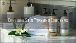 consider skin type and concerns