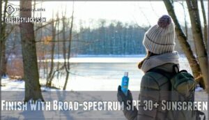 finish with broad-spectrum spf 30+ sunscreen