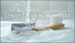 gentle cleaning with soap and brush