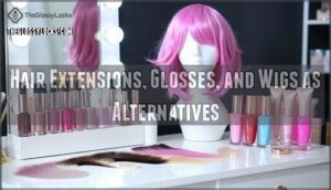 hair extensions, glosses, and wigs as alternatives