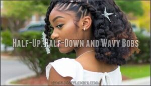 half-up, half-down and wavy bobs