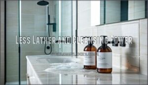 less lather and cleansing power