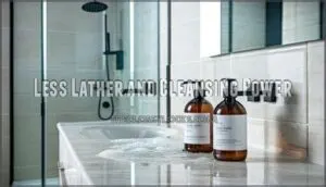 less lather and cleansing power