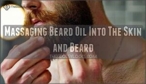 massaging beard oil into the skin and beard