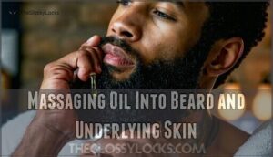 massaging oil into beard and underlying skin