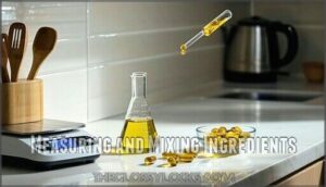 measuring and mixing ingredients